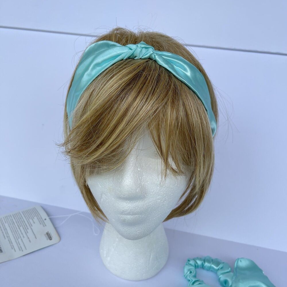 New Bow Headband Hair Ponytail Set Aqua Blue Satin Women’s & Girl - Picture 14 of 16